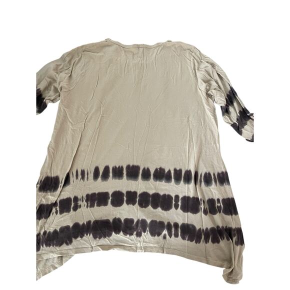 Reba Tan Brown Tie Dye Graphic Long Sleeve Sharkbite Blouse Women's Size 3X - Picture 2 of 6